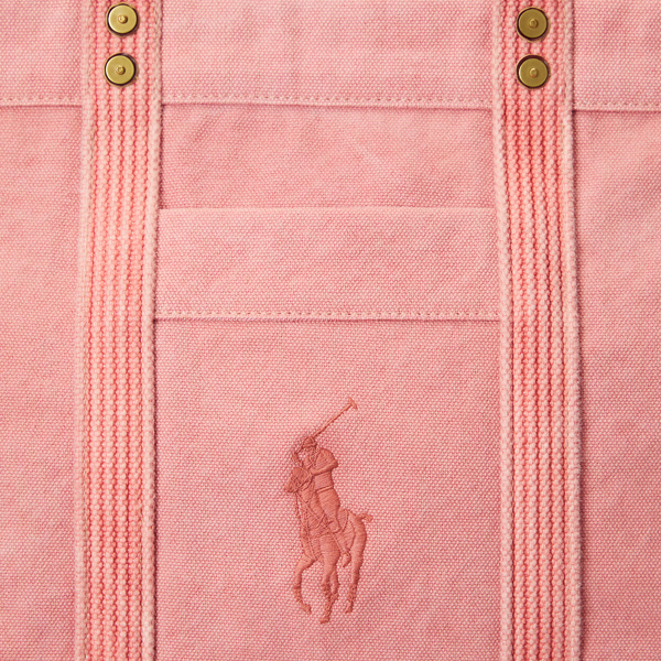 Cabas moyen en toile Polo Ralph Lauren en Rouge 6