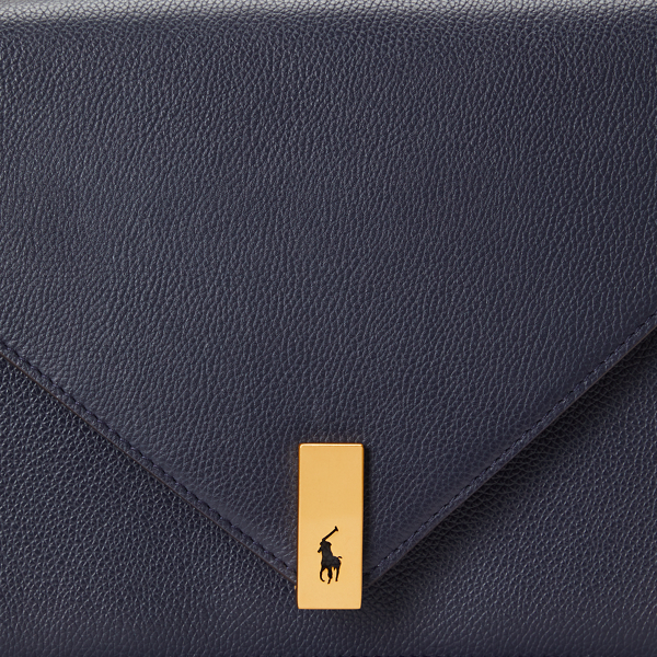 Midnight Navy Polo ID Leather Envelope Chain Bag Polo Ralph Lauren 6