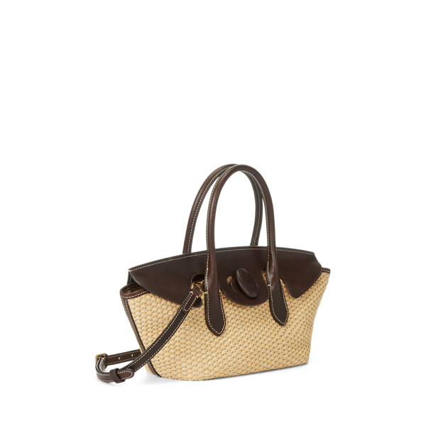 Natural Bellport Leather & Straw Satchel Polo Ralph Lauren 3