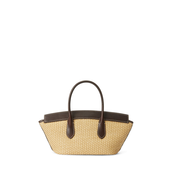 Natural Bellport Leather & Straw Satchel Polo Ralph Lauren 4