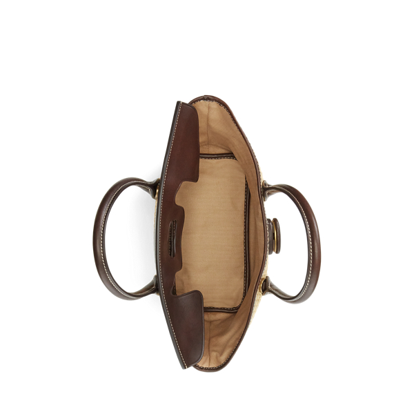 Natural Bellport Leather & Straw Satchel Polo Ralph Lauren 5