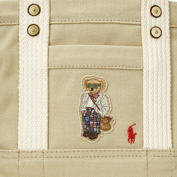 Dune Tan Canvas Mini Polo Bear Tote Polo Ralph Lauren 6