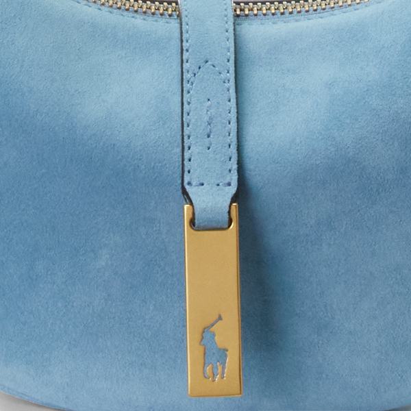 Powder Blue Polo ID Suede Mini Shoulder Bag Polo Ralph Lauren 6