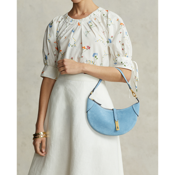 Powder Blue Polo ID Suede Mini Shoulder Bag Polo Ralph Lauren 8
