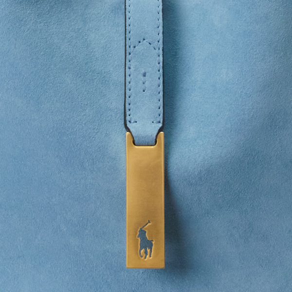 Powder Blue Polo ID Suede Small Shoulder Bag Polo Ralph Lauren 6