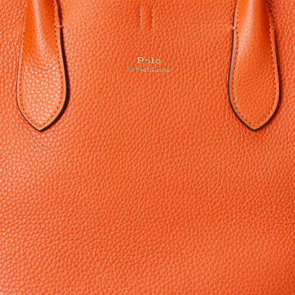 Sunset Orange Bellport Leather Medium Tote Polo Ralph Lauren 7