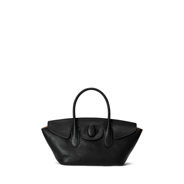 Ralph lauren black leather tote bag sale