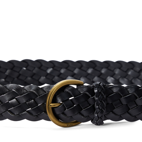 Женский ремень Ralph Lauren Braided Calfskin Belt, цвет: Чёрный