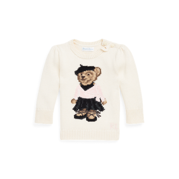 Polo Bear Cotton Blend Jumper for Baby Girl Ralph Lauren UK