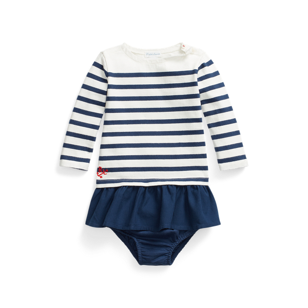Striped Cotton Jersey Dress & Bloomer Baby Girl 1