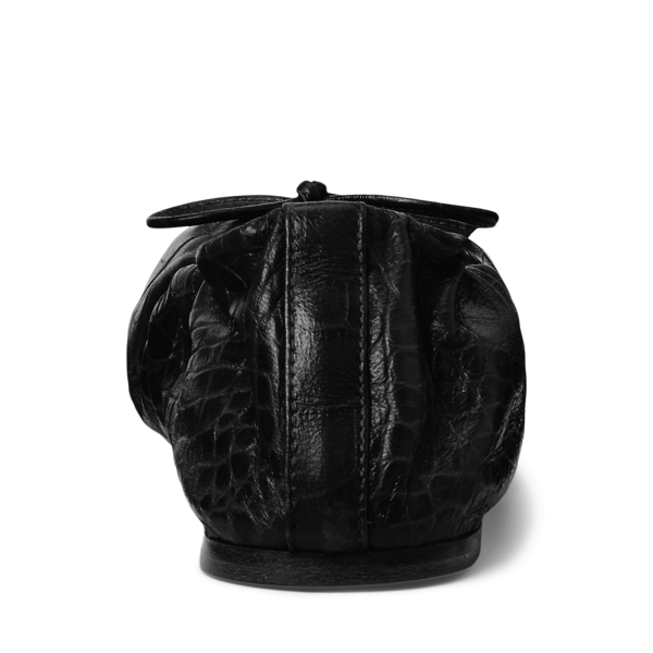 Sapatos rasos em couro, padr&atilde;o crocodilo Polo Ralph Lauren em Preto 3
