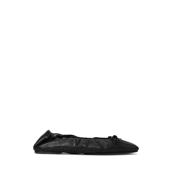 Ballerines cuir gaufré façon crocodile Polo Ralph Lauren en Noir 1