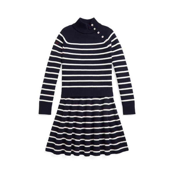 Striped Cotton Sweater & Skirt Set