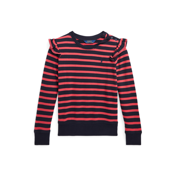 Striped Ruffled Cotton Terry Sweatshirt Girls 7-16 1