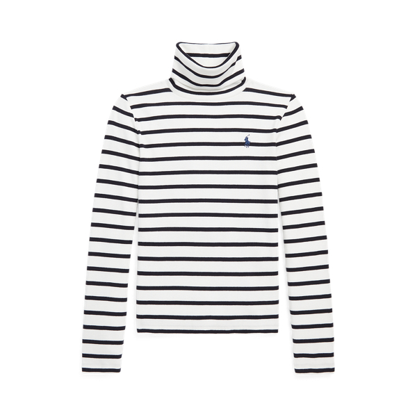 Striped Cotton-Blend Mock Neck Girls 7-14 Years 1