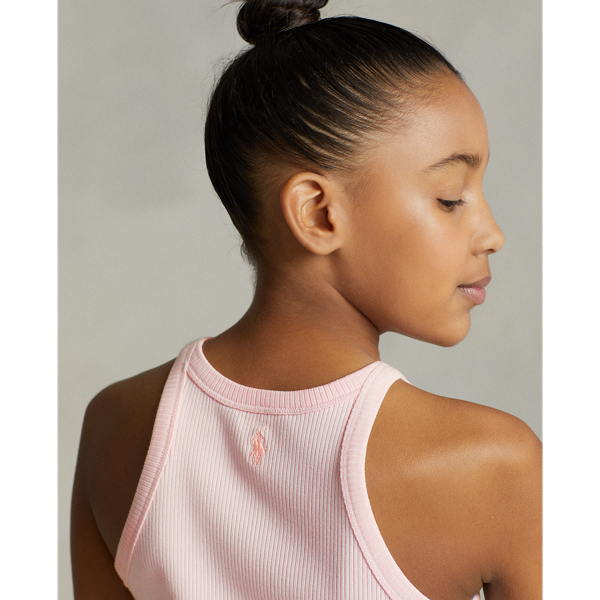 Acacia Pink Ribbed Cotton-Blend Tank Top Girls 7-16 5