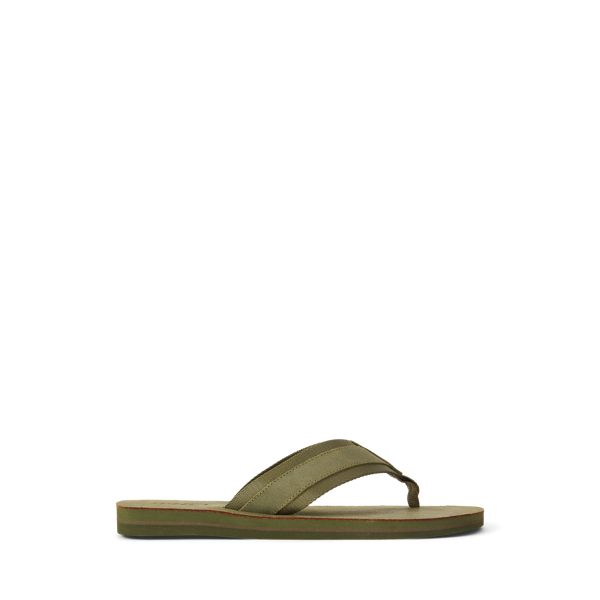 Wildleder-Flip-Flop mit Ripsbandbesatz