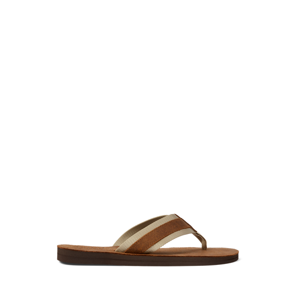 Grosgrain-Trim Suede Flip-Flop