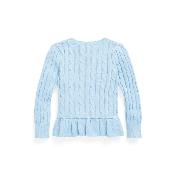 Office Blue/Nevis Cable-Knit Cotton Peplum Cardigan Girls 2-6x 2