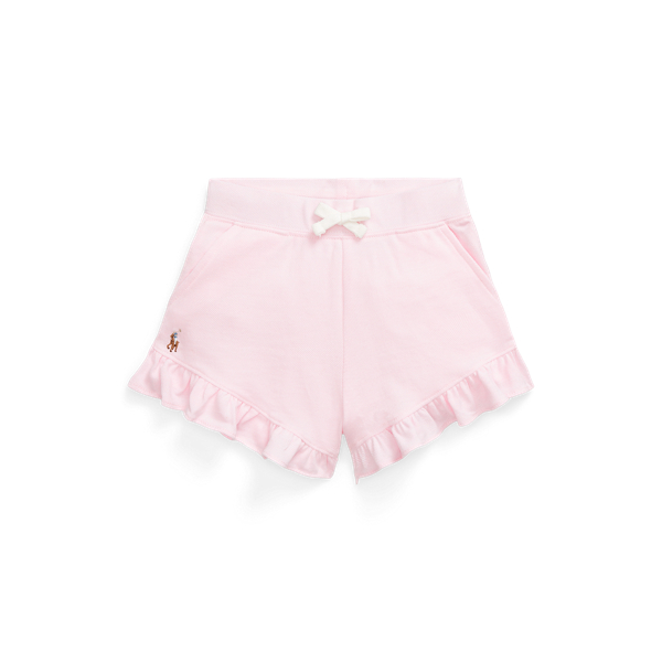 Short van katoenen mesh met ruches