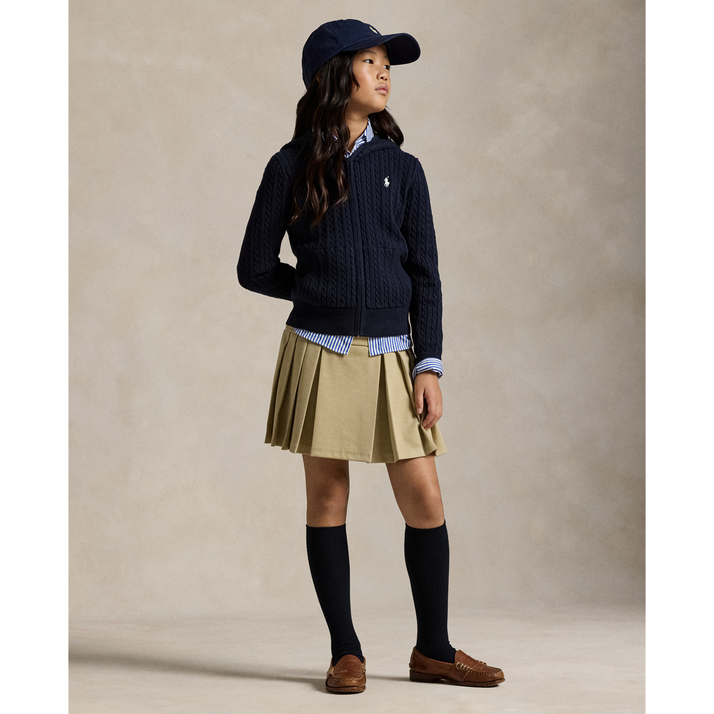 Детская юбка-шорты Ralph Lauren Pleated Ponte Skort, цвет: Хаки — фото 4