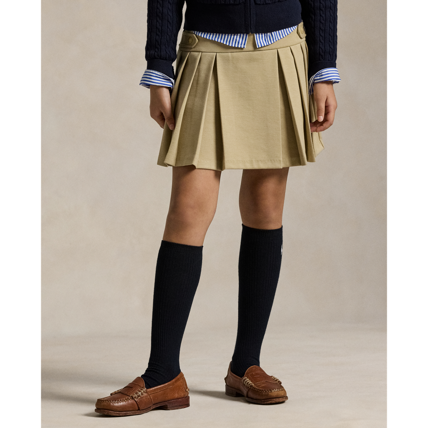 Детская юбка-шорты Ralph Lauren Pleated Ponte Skort, цвет: Хаки — фото 2