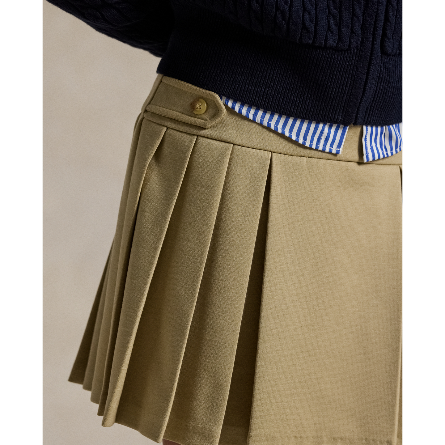 Детская юбка-шорты Ralph Lauren Pleated Ponte Skort, цвет: Хаки — фото 3