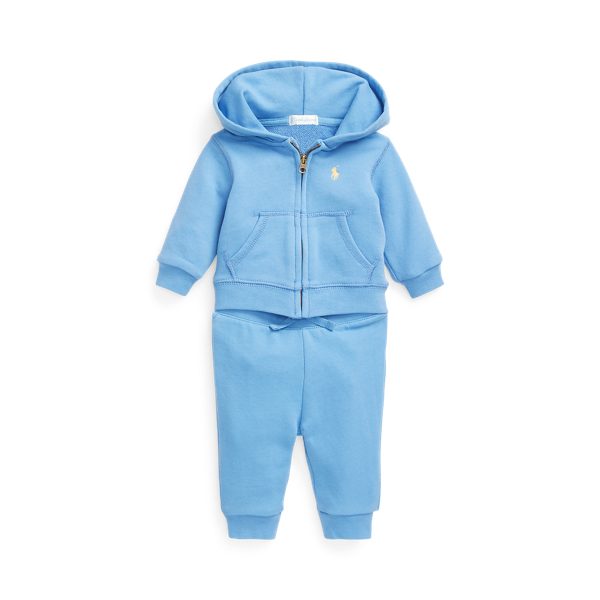 Harbor Island Blue Terry Full-Zip Hoodie & Jogger Pant Set Baby Girl 1