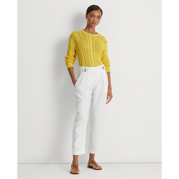 Sunfish Yellow Aran-Knit Cotton Sweater Lauren 4
