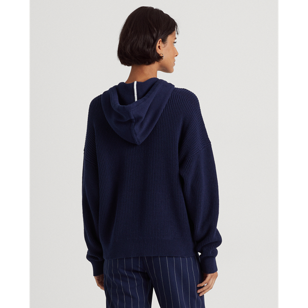 Refined Navy Combed Cotton Hoodie Jumper Lauren 4
