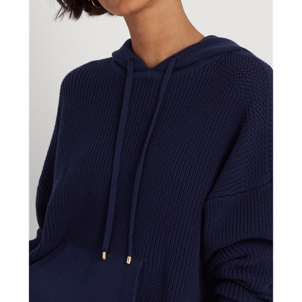 Refined Navy Combed Cotton Hoodie Jumper Lauren 5