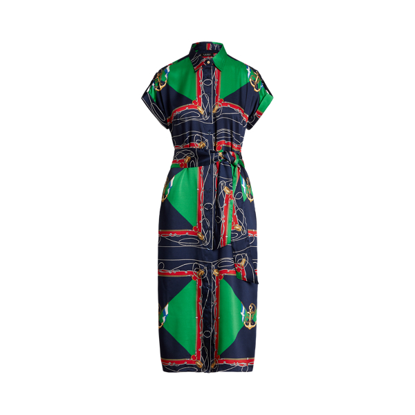 Print Twill Belted Shirtdress Lauren 1