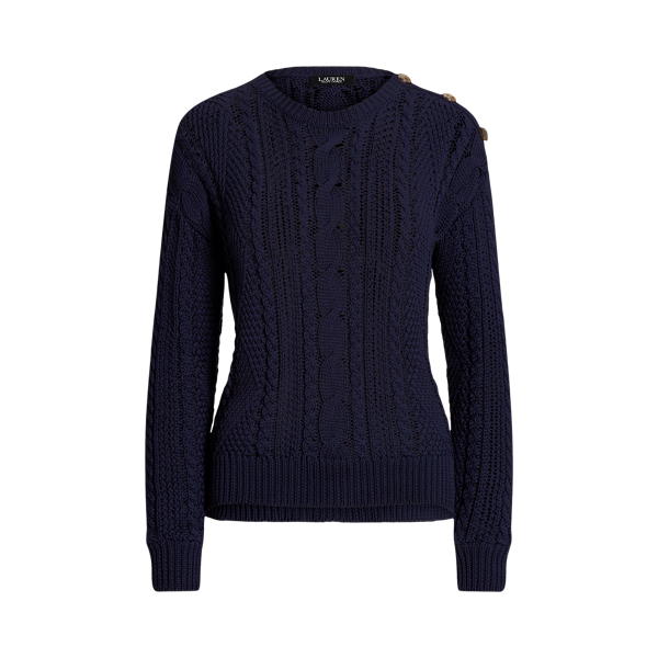 Camisola de malha Aran em algod&atilde;o Lauren Petite em 1