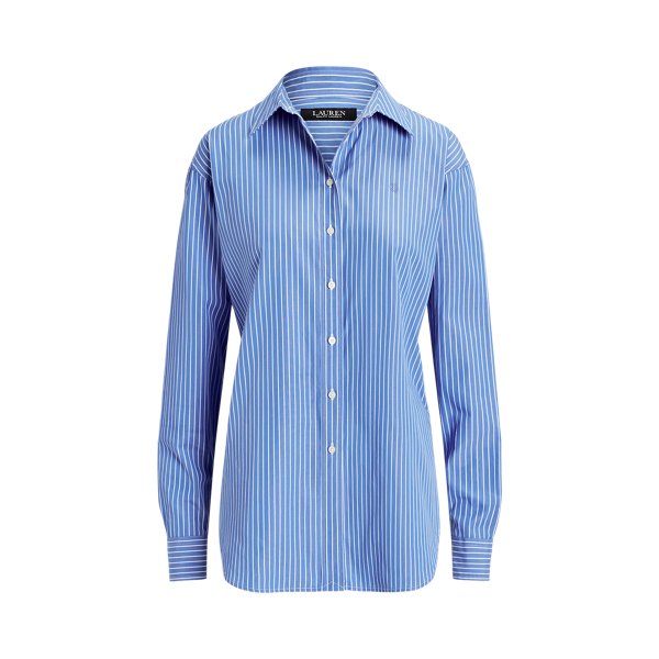 Camicia in popeline di cotone a righe Lauren Petite in 1