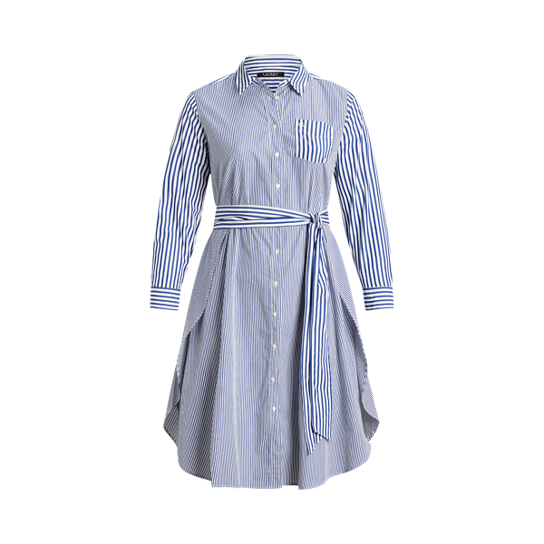 Striped Cotton Broadcloth Shirtdress