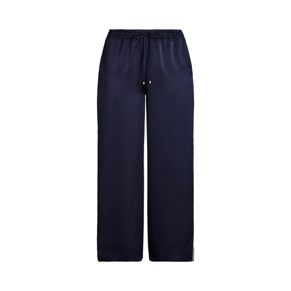 Side-Stripe Charmeuse Wide-Leg Trouser Lauren Woman 1
