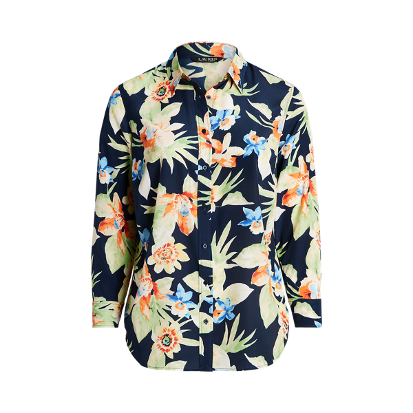 Cr&ecirc;pe overhemd met bloemen Lauren Woman in 1