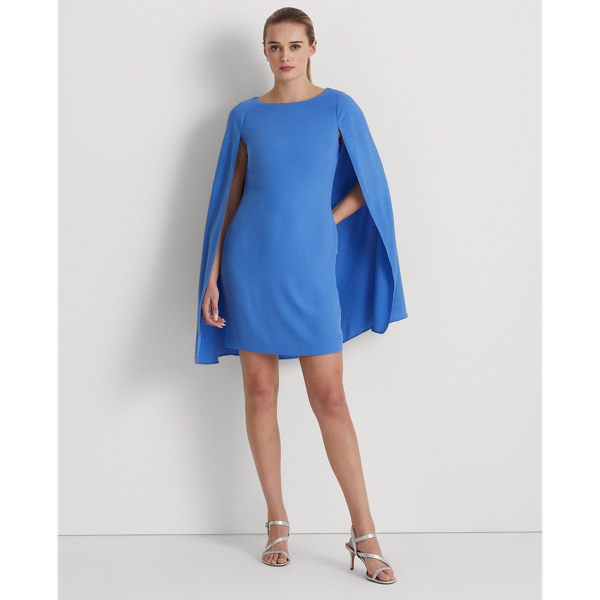 New England Blue Cape Georgette Cocktail Dress Lauren 1