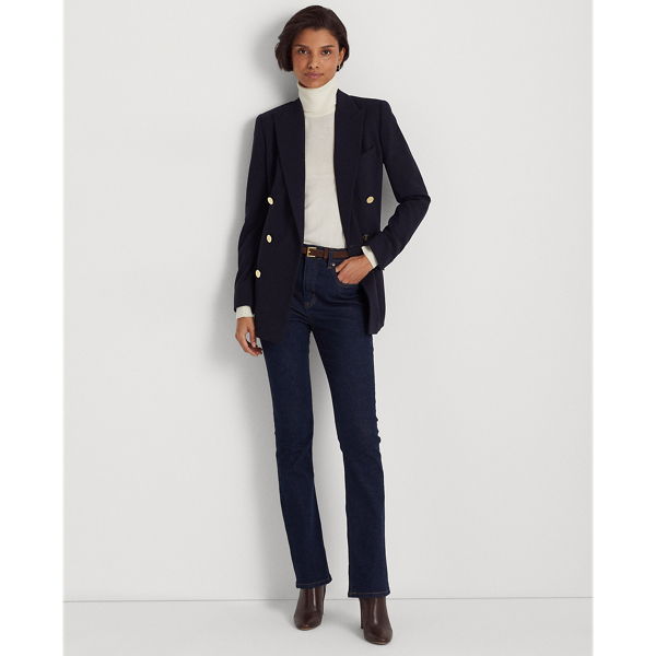 Lauren Navy Wool Crepe Blazer Lauren Petite 4