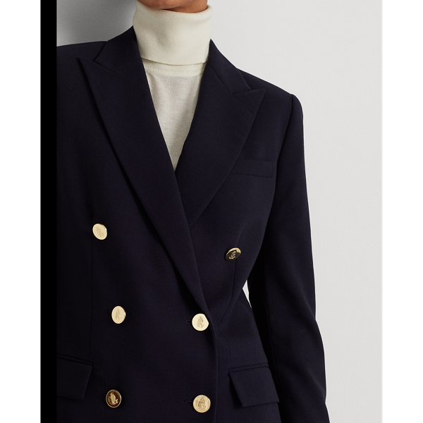 Lauren Navy Wool Crepe Blazer Lauren Petite 6
