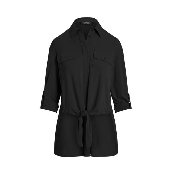 Tie-Front Stretch Jersey Shirt Lauren 1