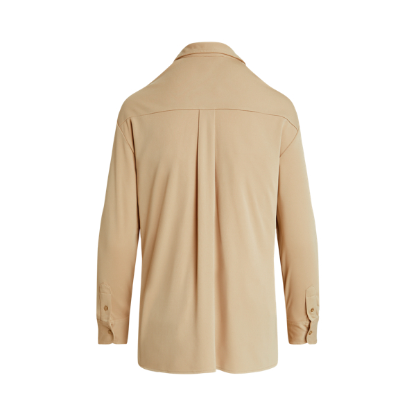 Birch Tan Tie-Front Stretch Jersey Shirt Lauren 3