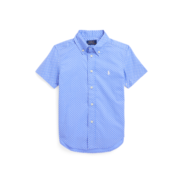 Camisa manga curta popelina geom&eacute;trica