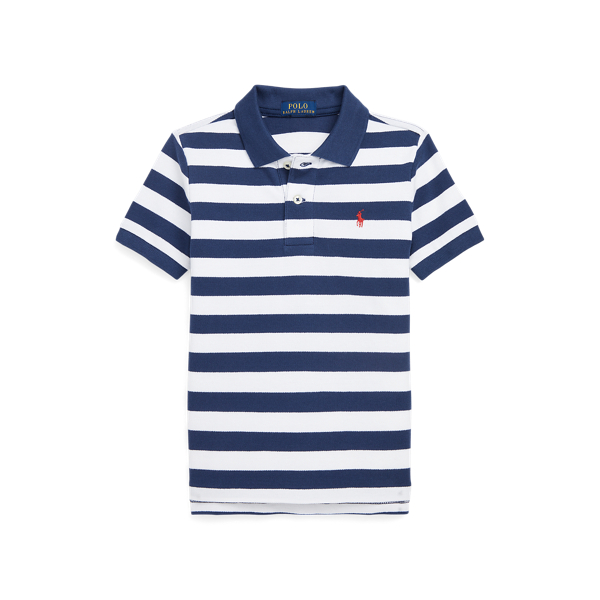 Striped Cotton Mesh Polo Shirt