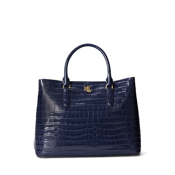Embossed Leather Large Marcy Satchel Lauren 1