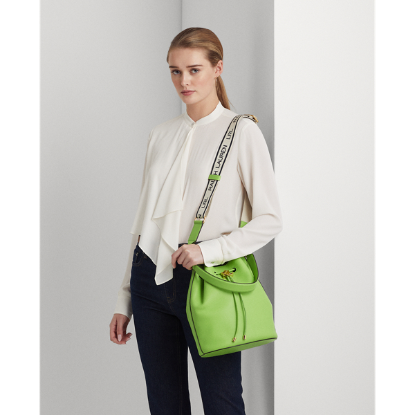 Riviera Green Leather Large Andie Drawstring Bag Lauren 6