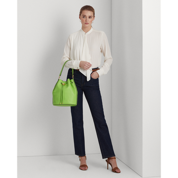 Riviera Green Leather Large Andie Drawstring Bag Lauren 7