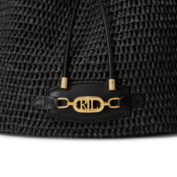 Black Straw Large Andie Drawstring Bag Lauren 6