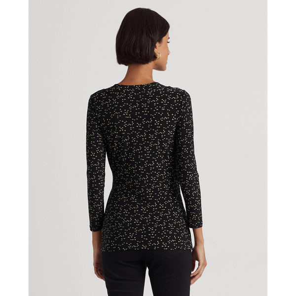 Black/Tan Print Stretch Jersey Top Lauren 5