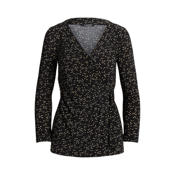 Black/Tan Print Stretch Jersey Top Lauren 2